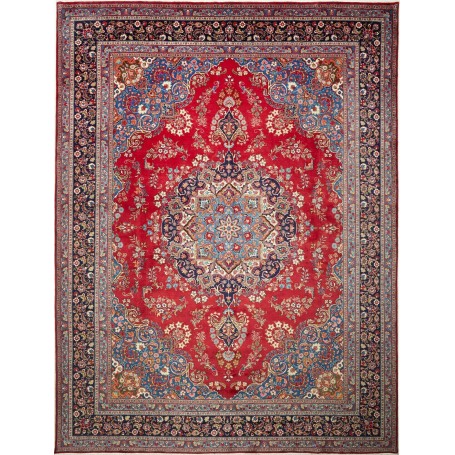 Tappeto Sabzevar Persia Medaglione Rosso Blu 290x390 Cm
