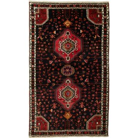 Tappeto Geometrico Nero Rosso 145x218 Cm