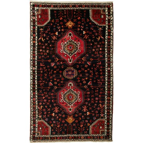 Tappeto Geometrico Nero Rosso 145x218 Cm