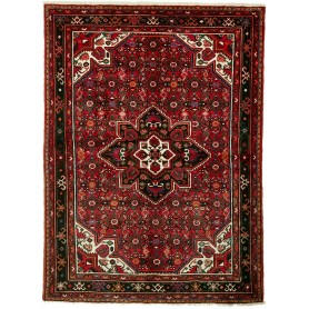 Tappeto Geometrico Rosso Nero 161x218 Cm