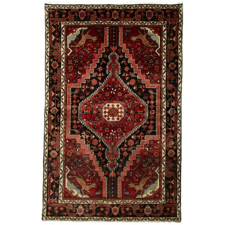 Tappeto Geometrico Rosso Nero 140x220 Cm