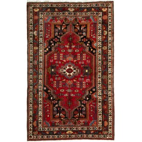 Tappeto Geometrico Rosso Nero 133x210 Cm