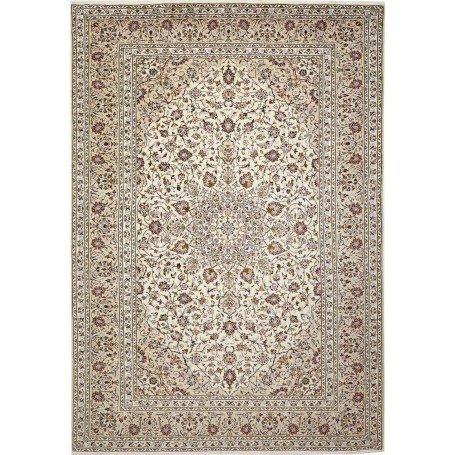 Tappeto Kashan Persia Medaglione Avorio Bordeaux 248x358 Cm