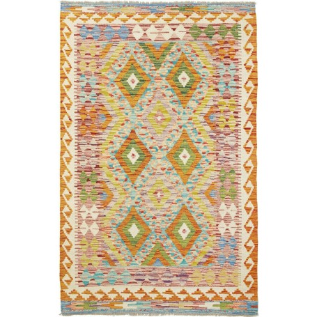 Tappeto Kilim Afghanistan Geometrico Multicolore Vivace 106x
