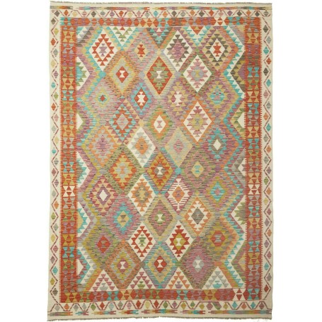 Tappeto Kilim Afghanistan Geometrico Multicolore Pastello Vi