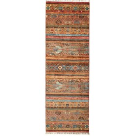 Tappeto Samarkand Pakistan Geometrico Terracotta Blu 82x248