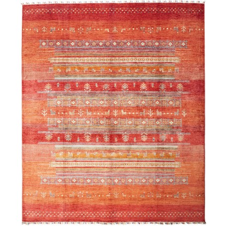 Tappeto Siva Pakistan Astratto Rosso Terracotta Arancio 250x
