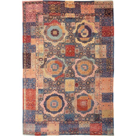 Tappeto Mamlouk Pakistan Geometrico Blu Rosso 200x299 Cm