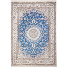 Tappeto Nain 9la Persia Medaglione Blu Avorio 253x359 Cm