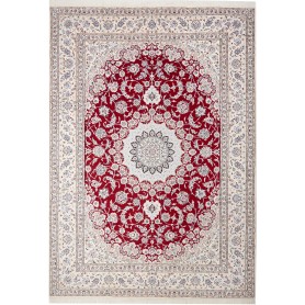 Tappeto Nain 9la Persia Medaglione Rosso Avorio Blu 250x352