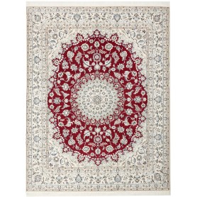 Tappeto Nain 9la Persia Medaglione Rosso Crema 207x262 Cm
