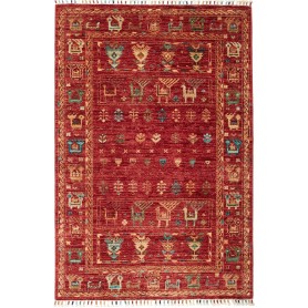 Tappeto Rubin Pakistan Astratto Rosso Rubino Multicolore 101
