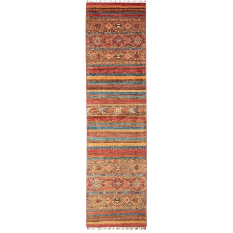 Tappeto Samarkand Pakistan Geometrico Terracotta Blu 79x308