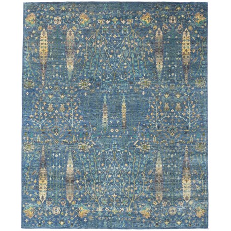 Tappeto Shahi Fine Pakistan Floreale Blu Oro 202x247 Cm