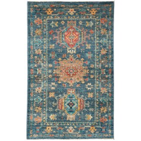Tappeto Tribal Pakistan Astratto Blu Petrolio Arancio 78x123