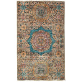 Tappeto Mamlouk Pakistan Geometrico Beige Turchese 77x127 Cm