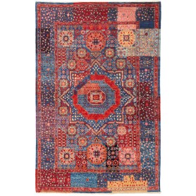 Tappeto Mamlouk Pakistan Geometrico Rosso Blu 117x179 cm