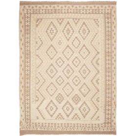Tappeto Kilim Afghanistan Geometrico Panna Sabbia 213x289 Cm