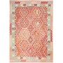 Tappeto Kilim Afghanistan Geometrico Rosso Turchese 197x282