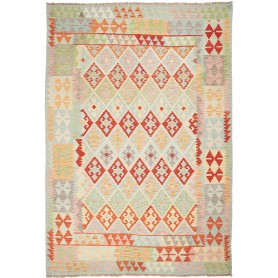 Tappeto Kilim Afghanistan Astratto Azzurro Arancio 204x291 C