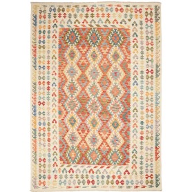 Tappeto Kilim Afghanistan Astratto Arancione Multicolore 210