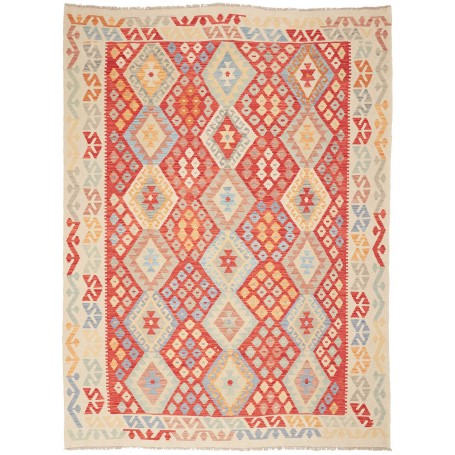 Tappeto Kilim Afghanistan Geometrico Rosso Azzurro 183x245 C
