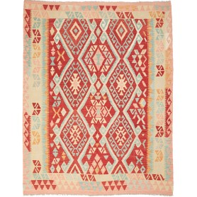 Tappeto Kilim Afghanistan Geometrico Rosso Celeste 180x231 C