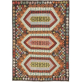 Tappeto Kilim Afghanistan Geometrico Scuro Arancione 178x248