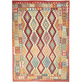 Tappeto Kilim Afghanistan Astratto Multicolore Vivace 205x29
