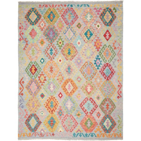 Tappeto Kilim Afghanistan Astratto Azzurro Multicolore 186x2