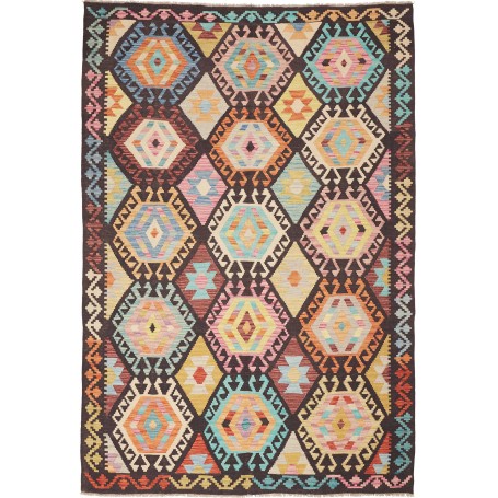 Tappeto Kilim Afghanistan Geometrico Marrone Pastello 169x24