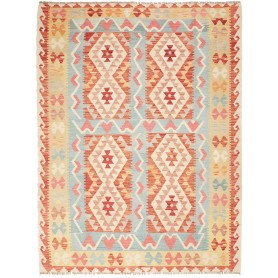 Tappeto Kilim Afghanistan Astratto Blu Acqua Corallo 181x238