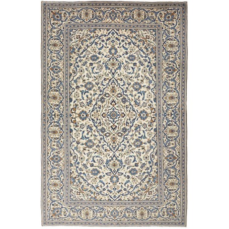 Tappeto Kashan Persia Medaglione Avorio Blu 195x305 Cm
