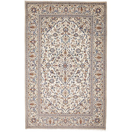 Tappeto Kashan Persia Medaglione Crema Blu 196x310 Cm
