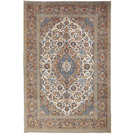 Tappeto Kashan Persia Medaglione Avorio Blu 202x303 Cm