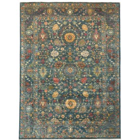 Tappeto Shahi Fine Pakistan Floreale Blu Petrolio Oro 262x36