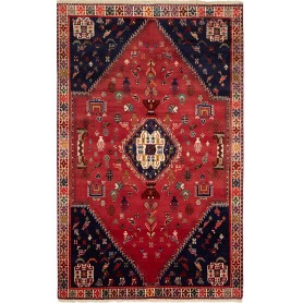 Tappeto Shiraz Persia Medaglione Rosso Blu Scuro 177x280 Cm
