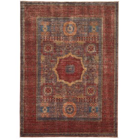 Tappeto Mamlouk Pakistan Medaglione Rosso Terracotta Blu Ard
