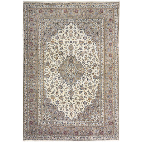 Tappeto Kashan Persia Medaglione Crema Beige 207x300 Cm
