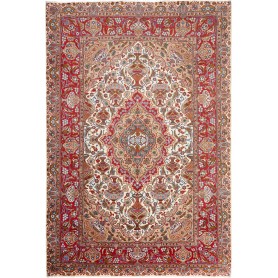 Tappeto Kashamr Zirkhaki Persia Medaglione Crema Rosso 200x2