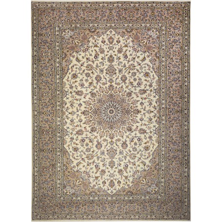 Tappeto Kashan Persia Medaglione Crema Beige 245x340 Cm