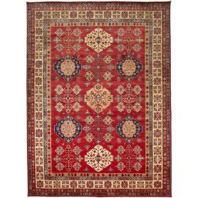 Tappeto Kazak Fine Pakistan Astratto Rosso Beige 293x398 Cm