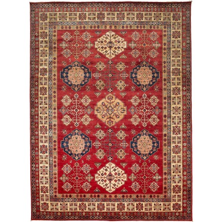 Tappeto Kazak Fine Pakistan Astratto Rosso Beige 293x398 Cm