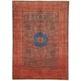 Tappeto Mamlouk Pakistan Medaglione Rosso Terracotta Blu Ind