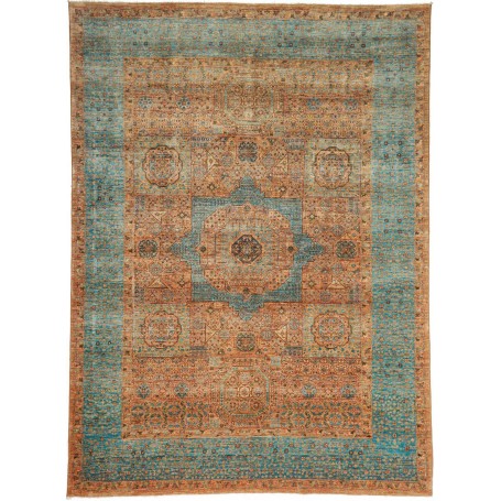 Tappeto Mamlouk Pakistan Medaglione Turchese Terracotta 172x