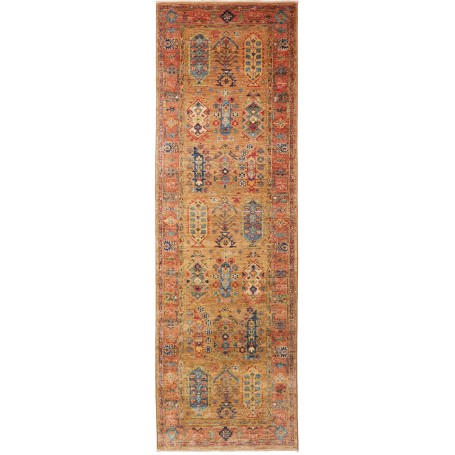 Tappeto Tribal Pakistan Geometrico Ocra Dorato Terracotta 80