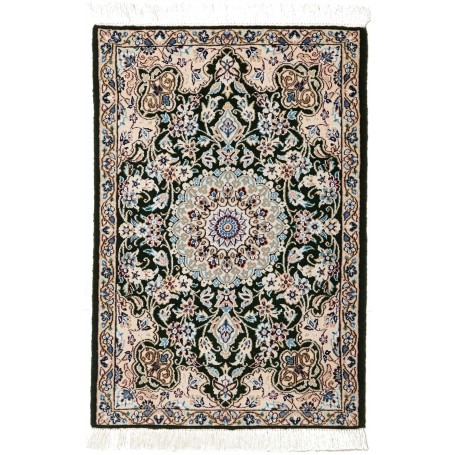 Tappeto Nain 9la Persia Medaglione Verde Scuro Crema 60x90 C