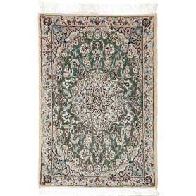 Tappeto Nain 9la Persia Medaglione Verde Beige 62x89 Cm