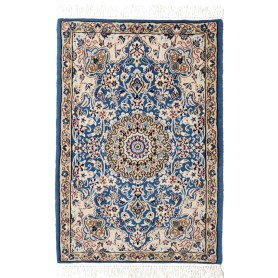 Tappeto Nain 9la Persia Medaglione Blu Petrolio Avorio 60x90