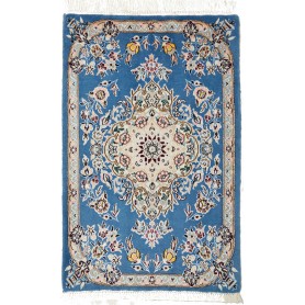 Tappeto Nain 9la Persia Medaglione Blu Avorio 60x96 Cm